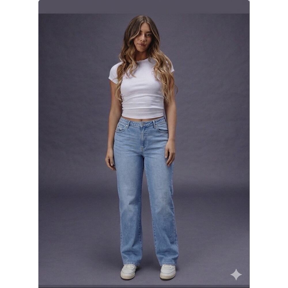 Seven7 Y2K Loose Straight Jeans 18W Light Wash Vintage High Rise Denim Curvy